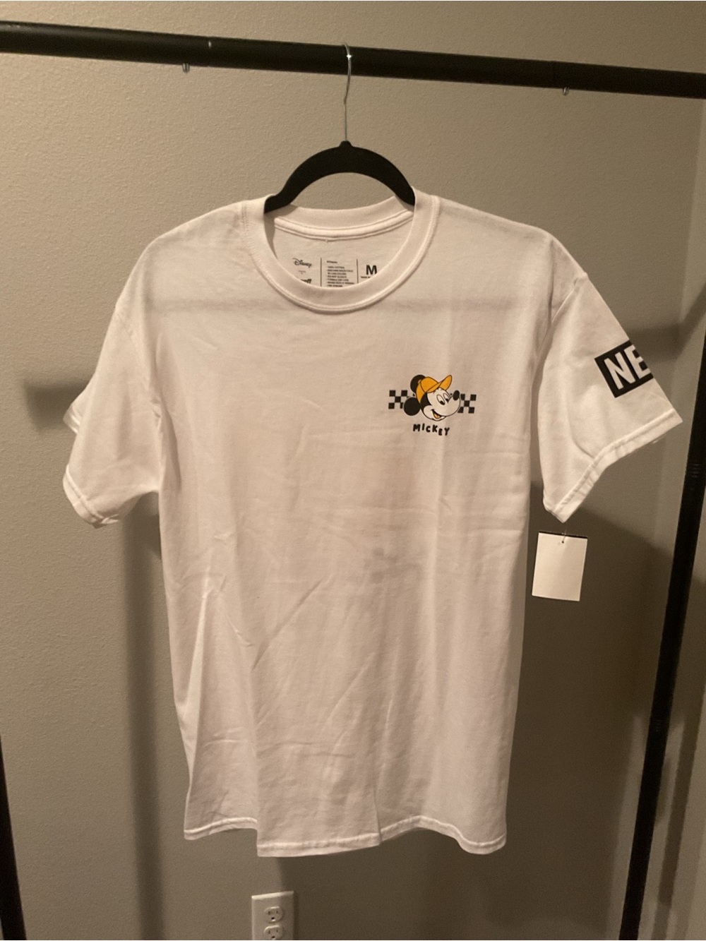 Disney White Short-Sleeve Tee with Yellow Mickey & Black Check GraphicNeff